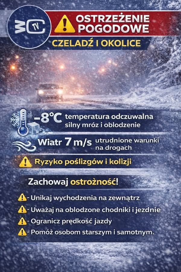 ⚠️ OSTRZEŻENIE POGODOWE – Czeladź i okolice