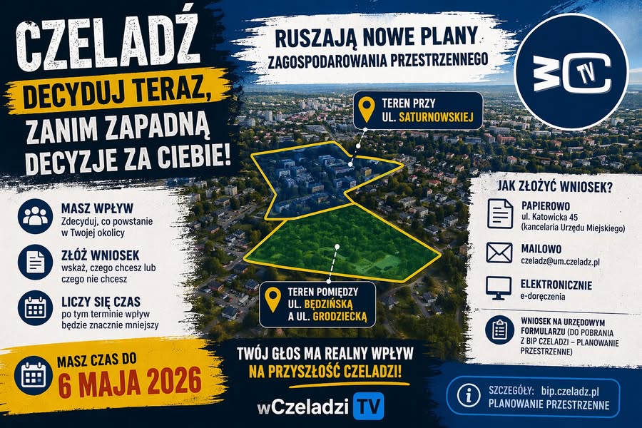 📢 Czeladź: ruszają nowe plany zagospodarowania. Masz czas tylko do 6 maja