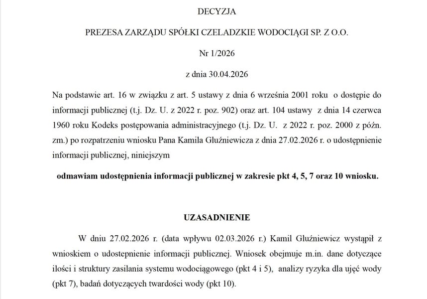 Historia wody prezentowana przez jednego z mieszkańców Czeladzi.