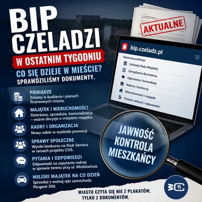 Sprawdziliśmy, co pojawiło się w BIP Czeladzi w ostatnim tygodniu. I trzeba………