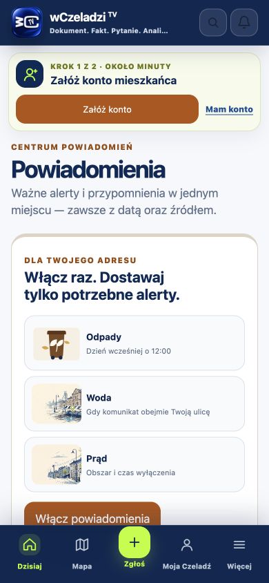 Centrum powiadomień z alertami o odpadach, wodzie i prądzie