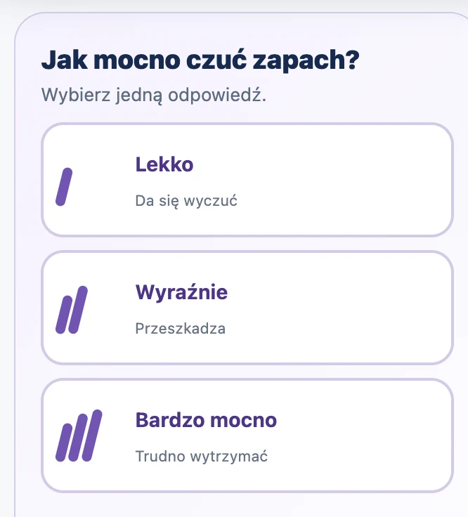 Trzystopniowa skala natężenia zapachu w PWA