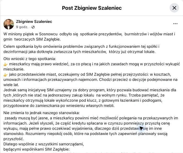 Dwa kolejne ujęcia późniejszego stanowiska Zbigniewa Szaleńca. Dokumentacja datowana na 29 września 2026 r.; na samym wpisie widać czas względny „9 godz.”. Druga część zawiera żądanie planu naprawczego do 15 października. Ujęcie 1 z 2.